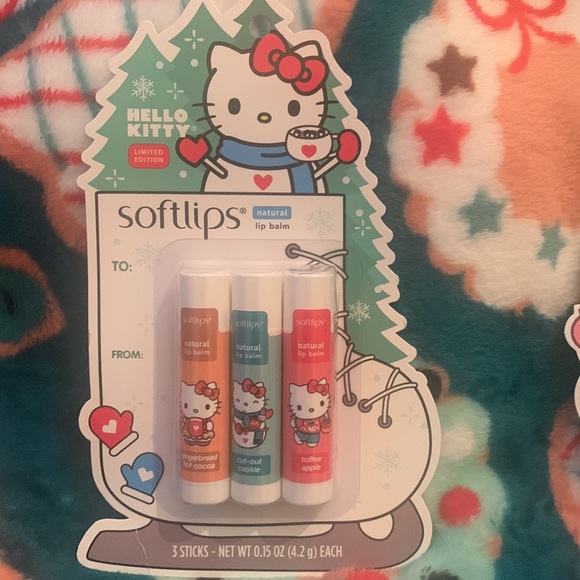 NWT Hello Kitty set of Holiday Limited Edition Softlips natural lip balms - Picture 3 of 3